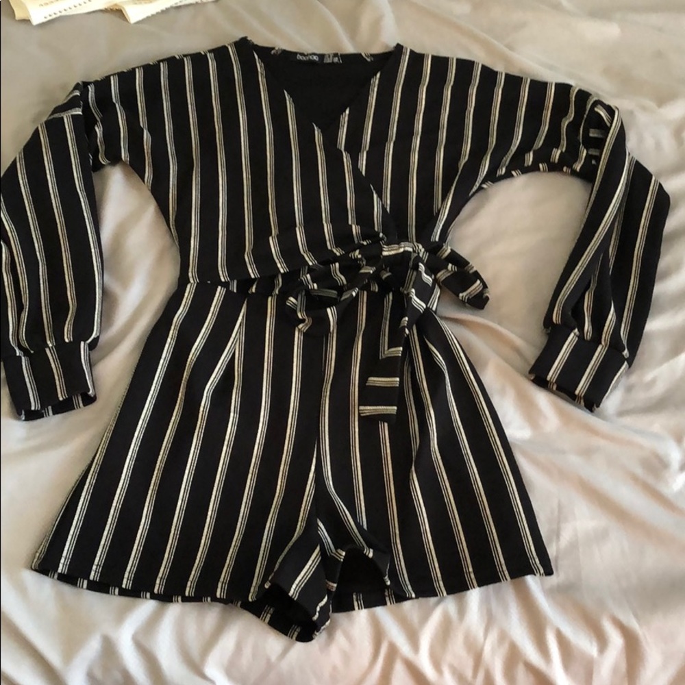 Tie front wrap romper